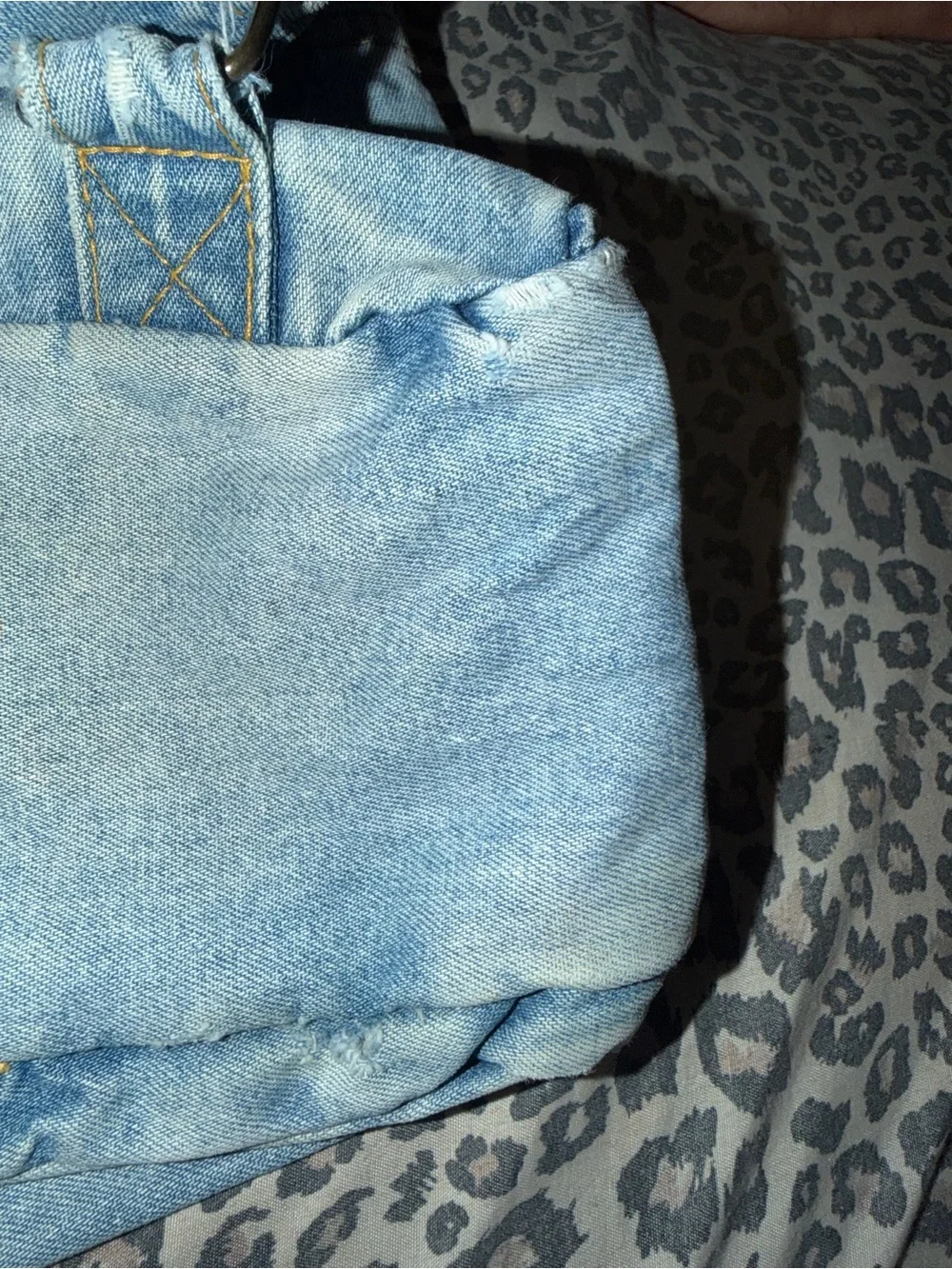 Disney Light Blue Denim Backpack with Mickey, Donald, Goofy & Pluto Patch